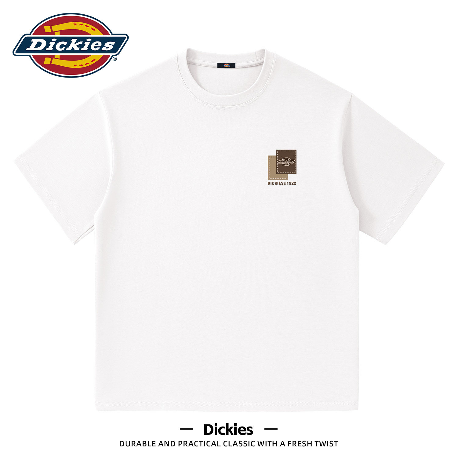 Dickies白色重磅纯棉圆领短袖T恤男生2026夏季新款休闲百搭t恤衫