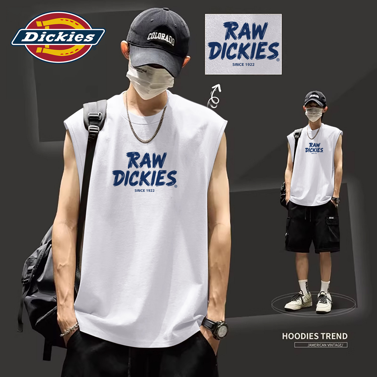 Dickies白色纯棉背心男款