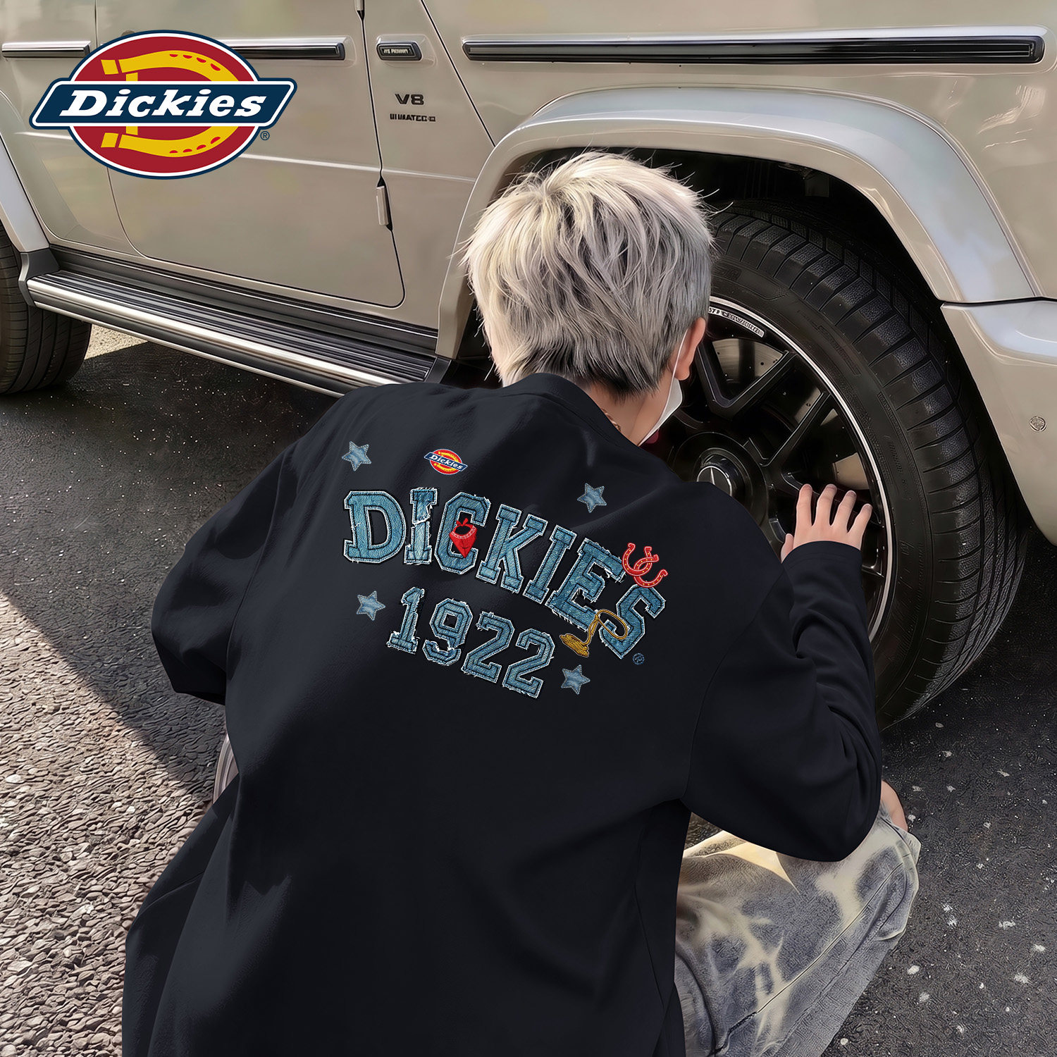 Dickies2026秋冬新款男士长袖t恤圆领无帽时尚男款宽松内搭打底衫