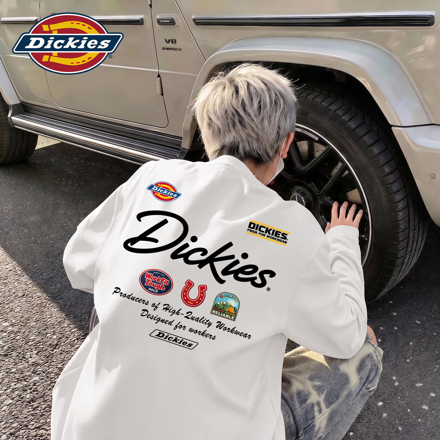 Dickies白色长袖T恤男2026初秋