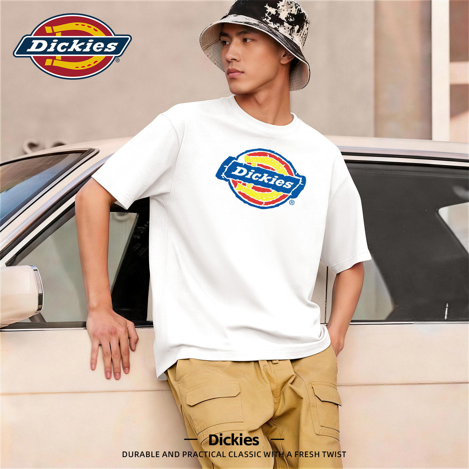 Dickies美式重磅短袖T恤男款2026新款夏季潮流印花大码休闲五分袖
