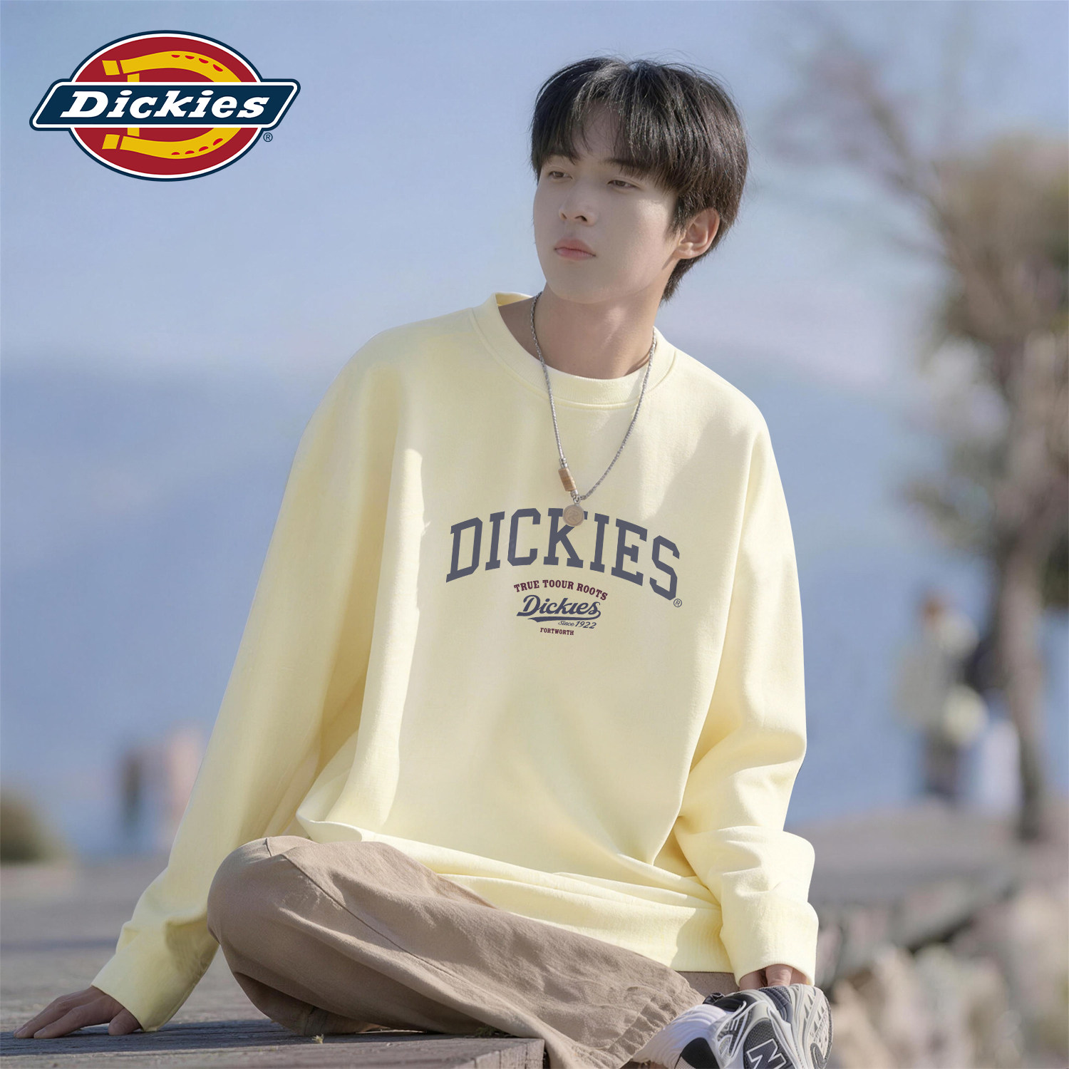 Dickies美式男高t恤2026秋季新款字母印花高街宽松圆领长袖打底衫