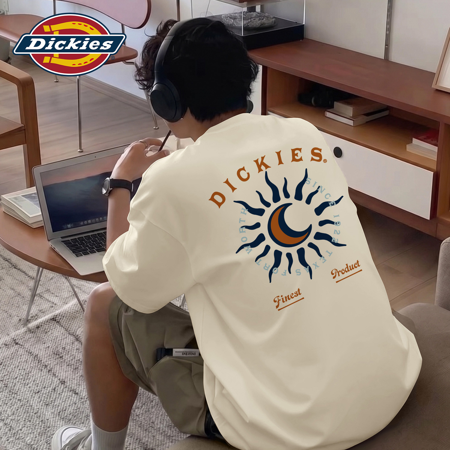 Dickies纯棉圆领短袖T恤男生2026夏季新款宽松休闲百搭五分袖体恤