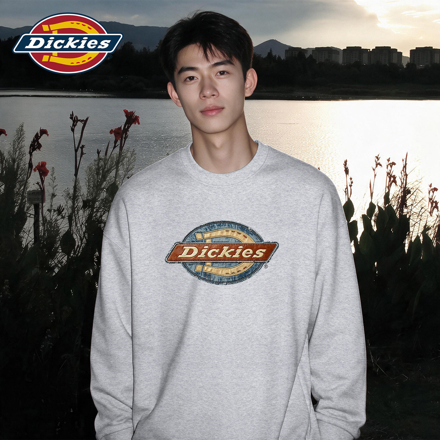 Dickies潮牌男款套头灰色打底衫