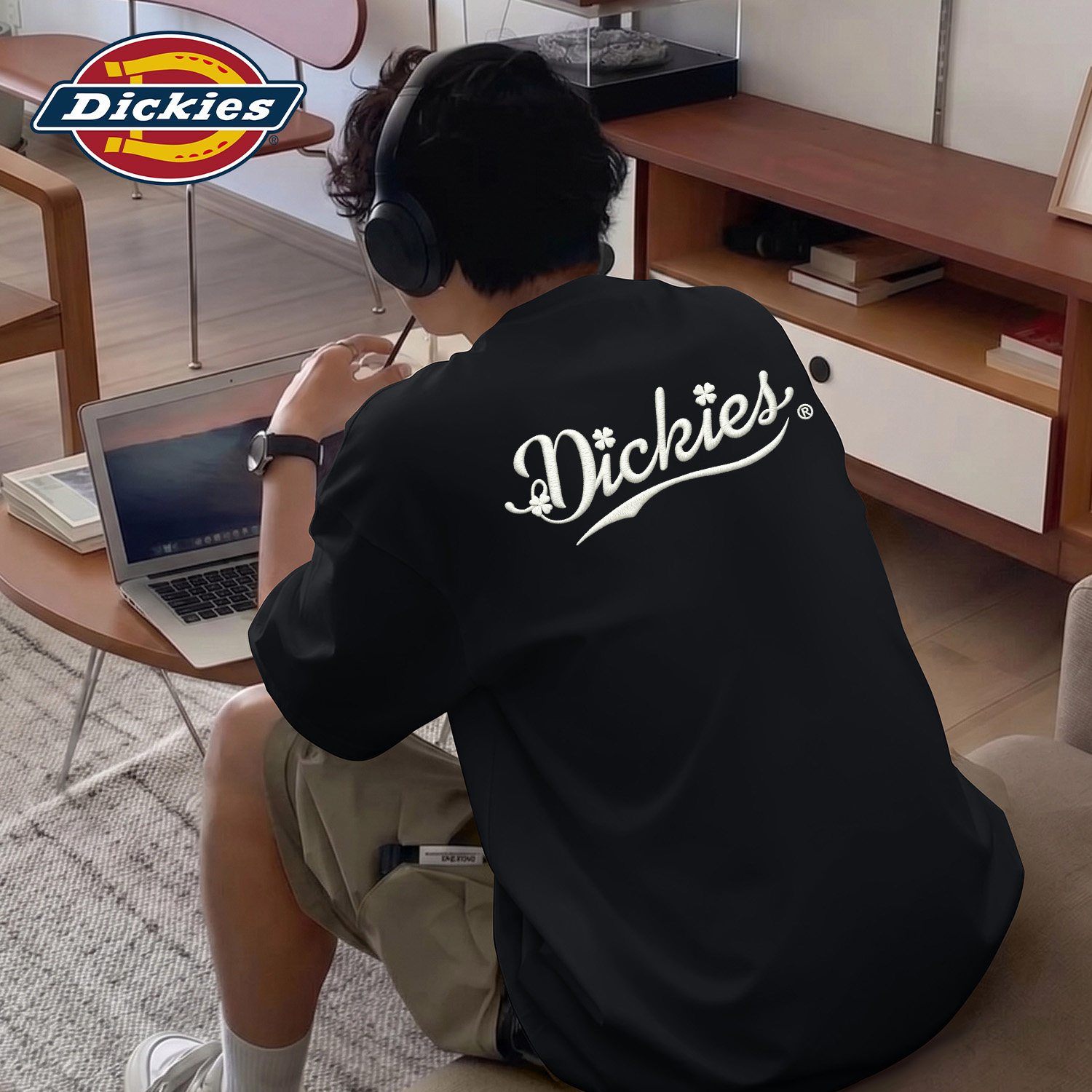 Dickies黑色纯棉短袖T恤男生2026夏季新款美式背面印花休闲体恤衫