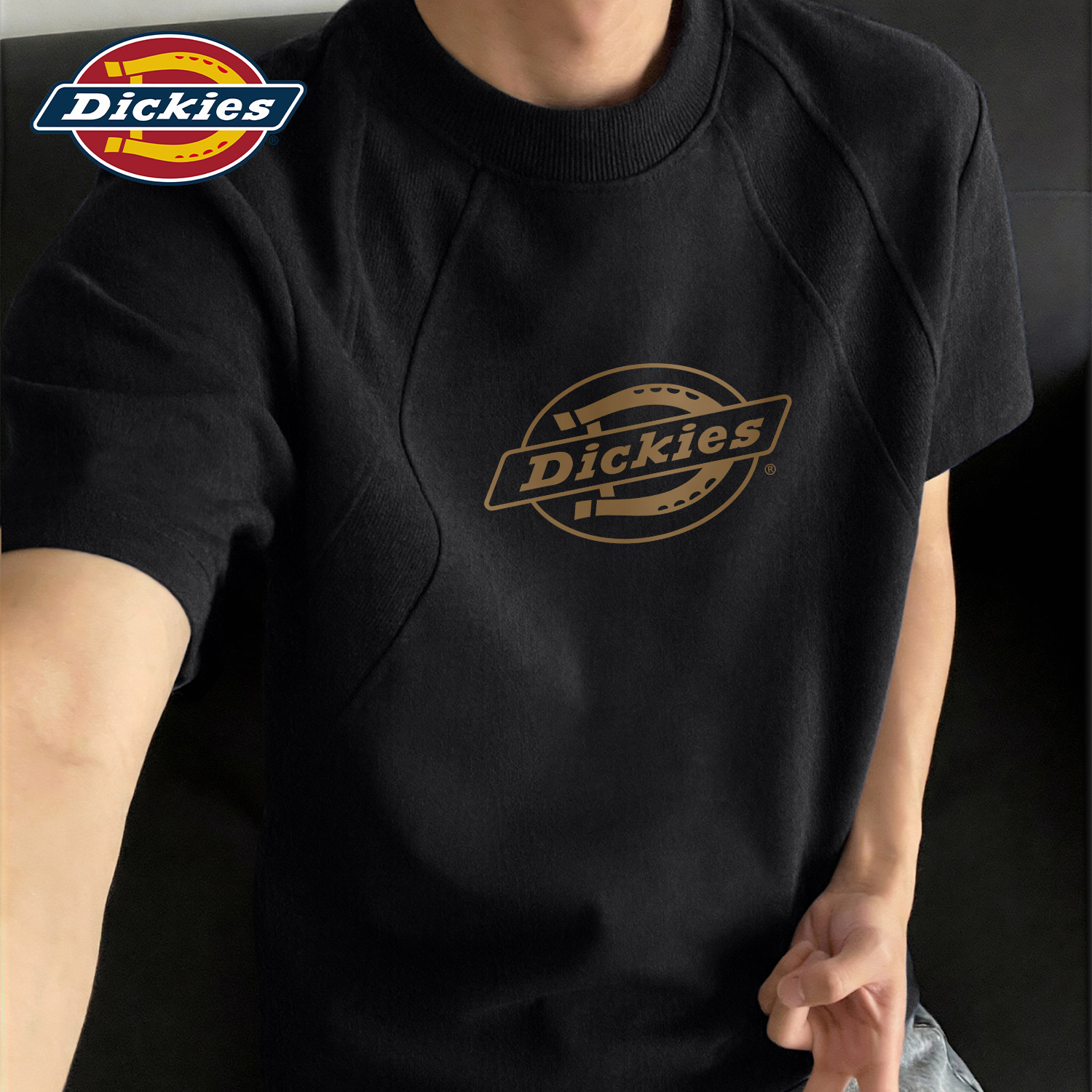Dickies解构圆领短袖T恤男生2026新款夏季重磅复古印花休闲t恤衫