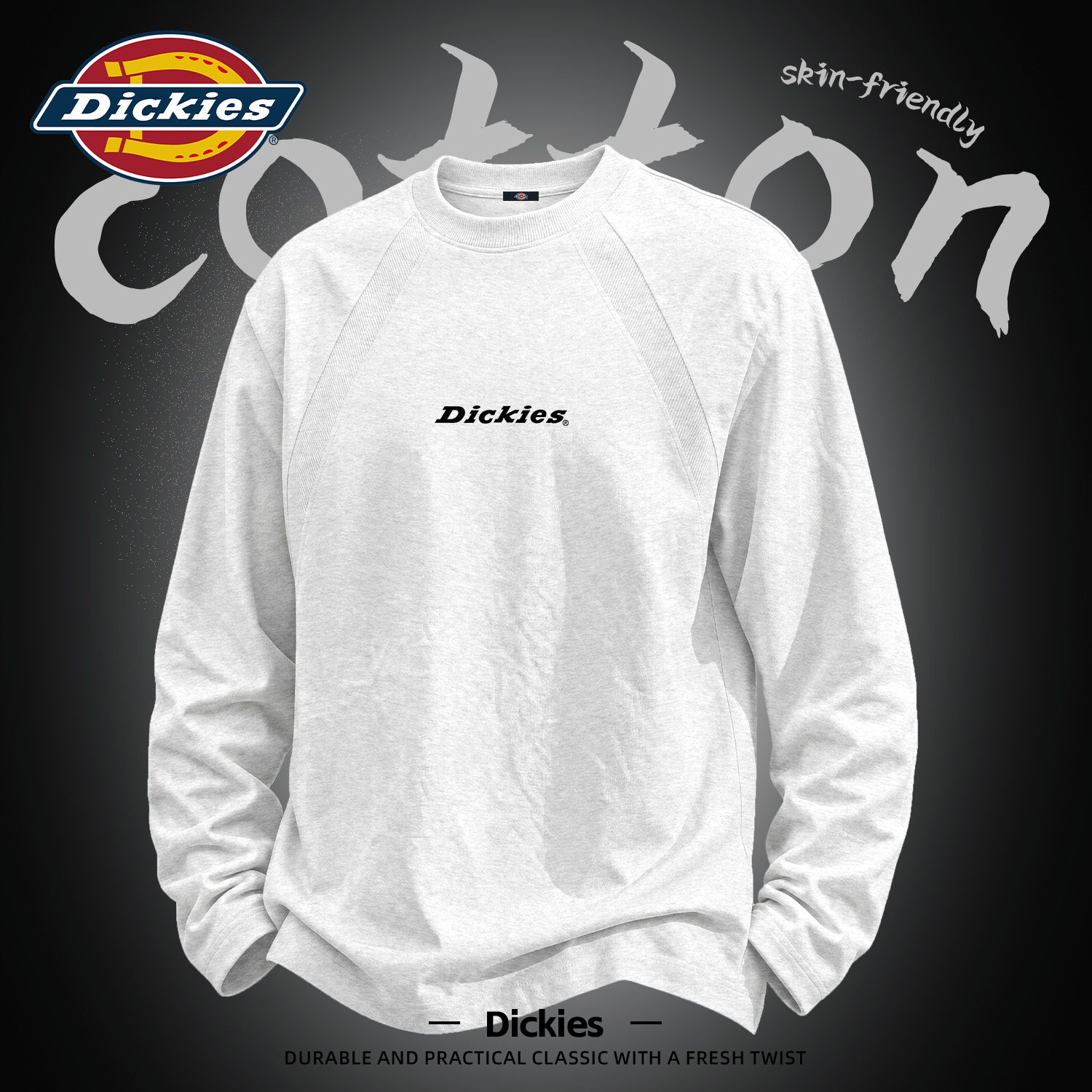 Dickies美式潮牌男款长袖插肩T恤