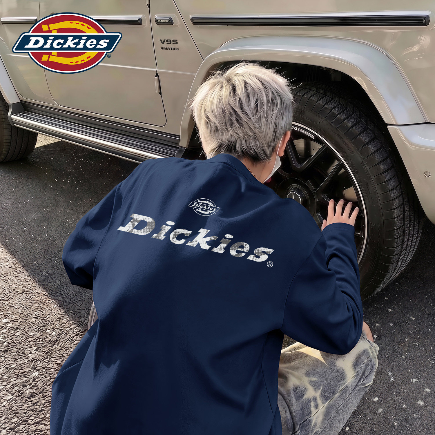 Dickies纯棉美式男生长袖t恤2026秋季新款藏青色男女宽松百搭上衣