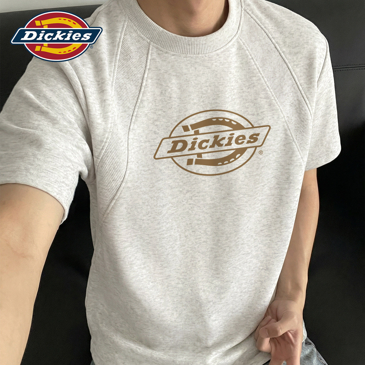 Dickies圆领短袖T恤男生2026新款夏季潮流印花宽松休闲解构t恤衫