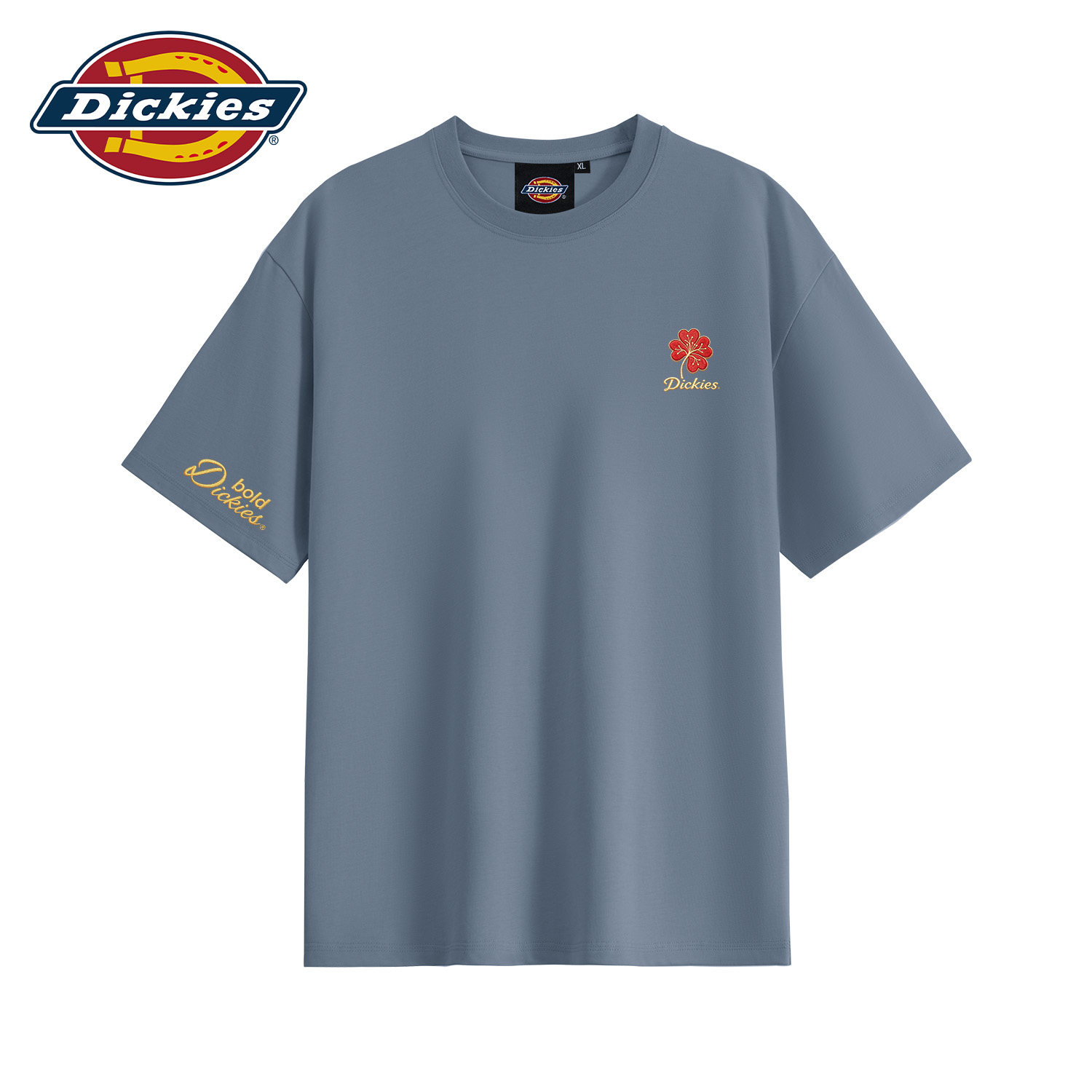 Dickies深灰色纯棉短袖T恤男生2026夏季新款亲肤透气圆领半袖体恤