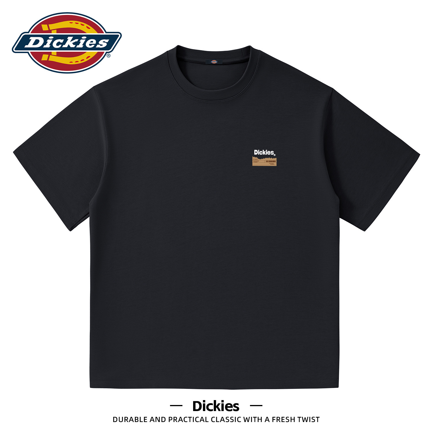 Dickies黑色重磅纯棉短袖T恤男生2026夏季新款宽松休闲百搭t恤衫