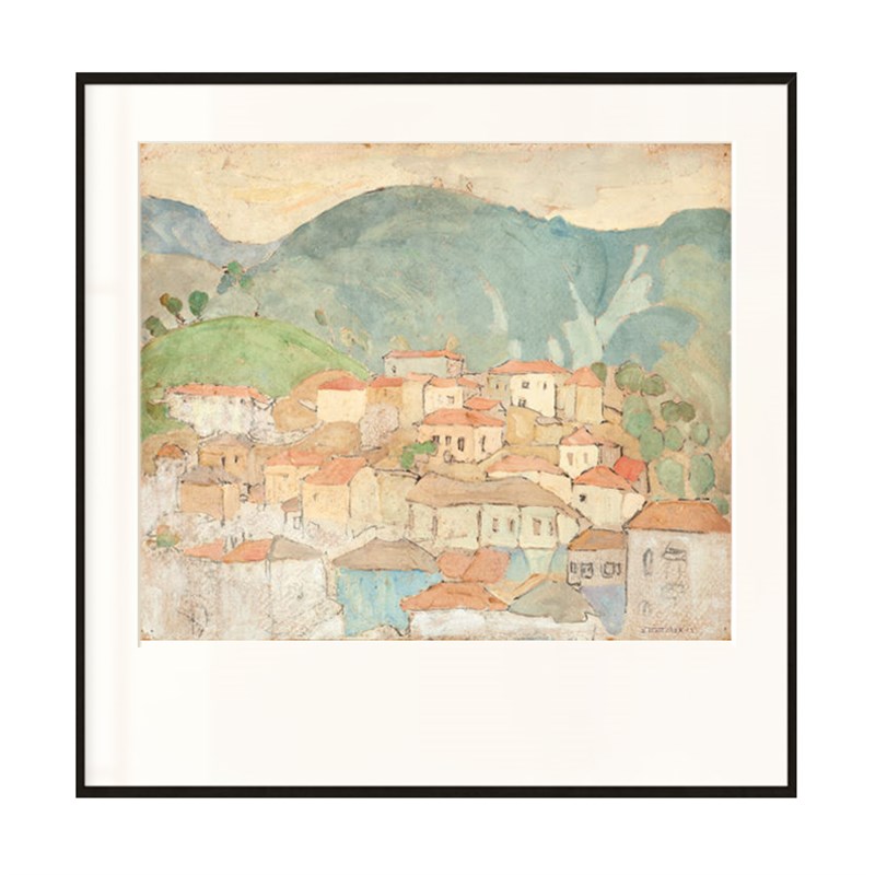 丘山生活 小众风景装饰画北欧园林风格挂画民宿卧式餐厅客厅画