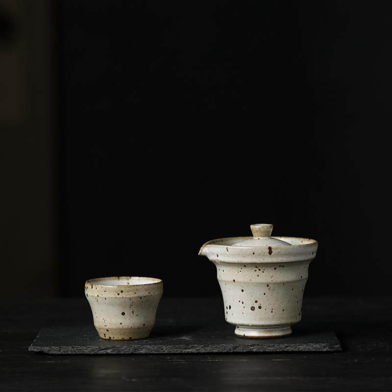 景德镇日式手抓壶老岩泥窑变盖碗普洱茶泡茶器粗陶工夫茶具泡碗