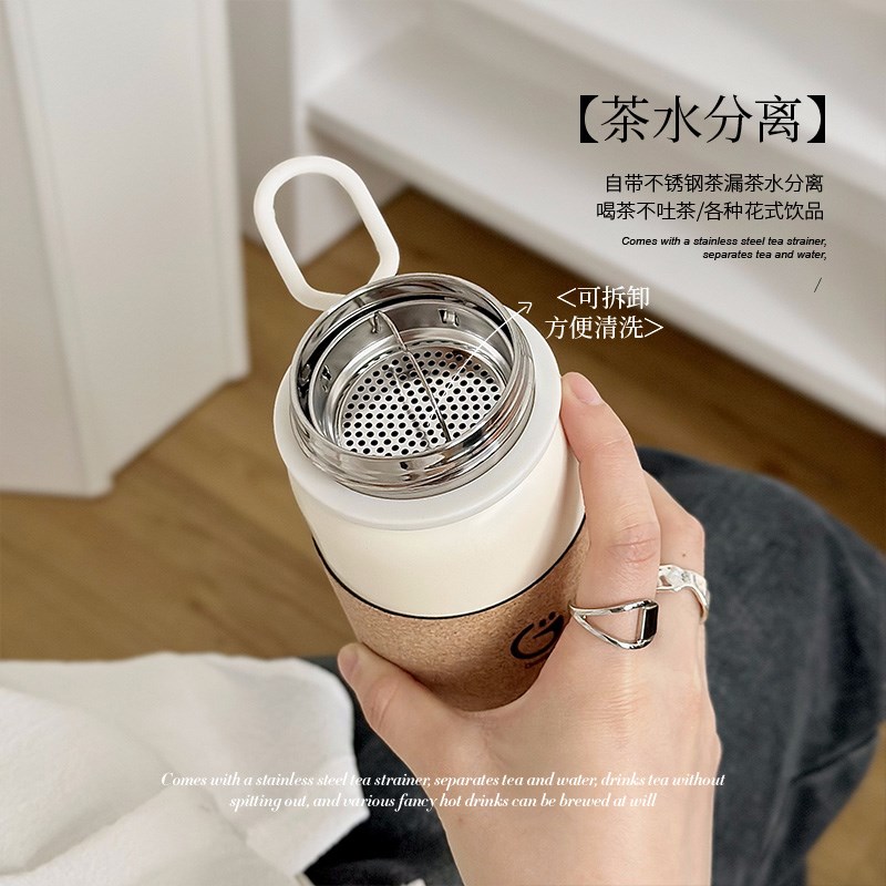 情侣便携咖啡杯带盖提手不锈钢保温杯简约男款泡茶喝水杯女士杯子