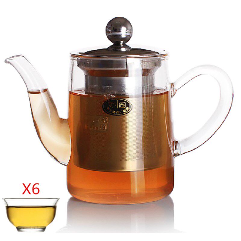 YF雅风玻璃茶壶茶具益心壶不锈钢茶漏可直火加明火加热咖啡壶送杯