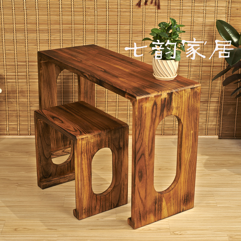 【七韵家居】烧桐木燕尾榫卯一体古琴桌古琴专用扬州古琴桌长方圆