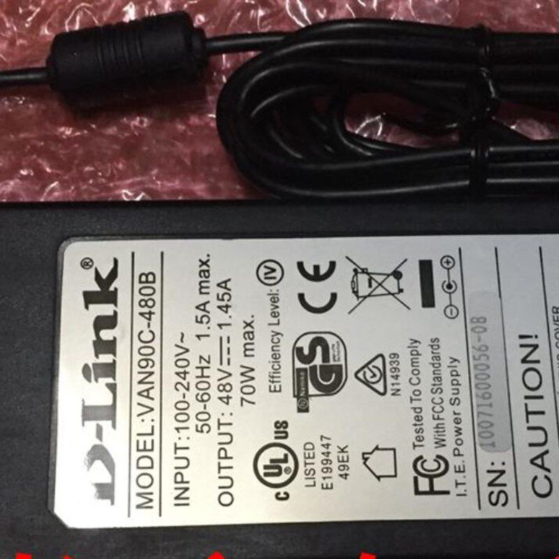 D-LINK 48V1.45A电源适配器 路由器 交换机 POE VAN90C-480B 70W