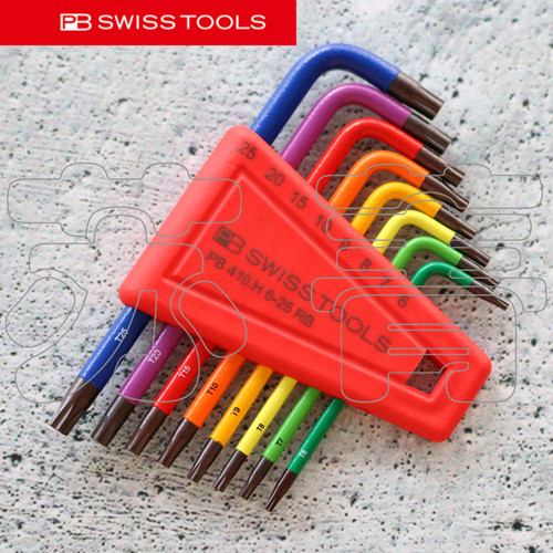 原装瑞士PB SWISS TOOLS 彩色星型梅花扳手套装PB 410.H 6-25 RB