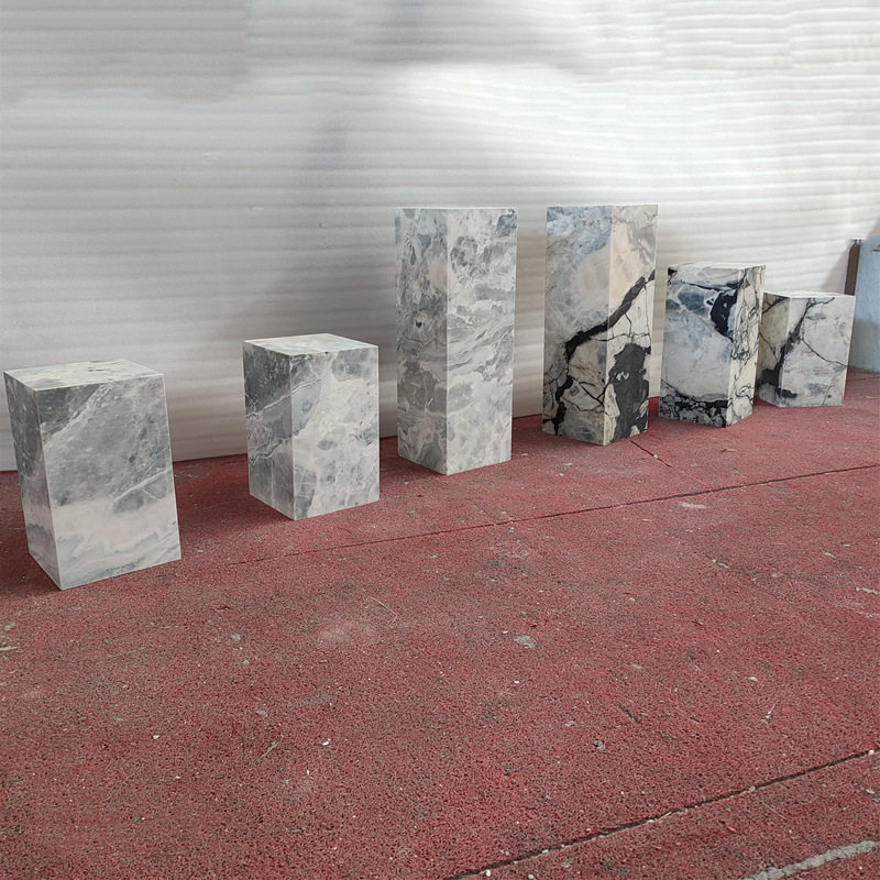 天然大理石方柱大象白底座摆台摆柱展示台 落地雕塑石材基座石柱