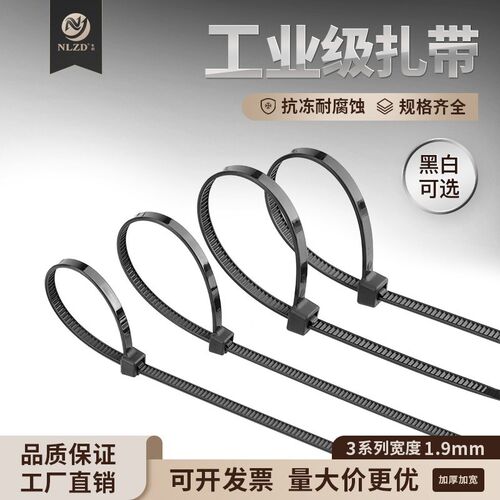 塑料扎带黑白色捆绑绳自锁式卡扣尼龙捆绑扎线带3系列国标3*200mm