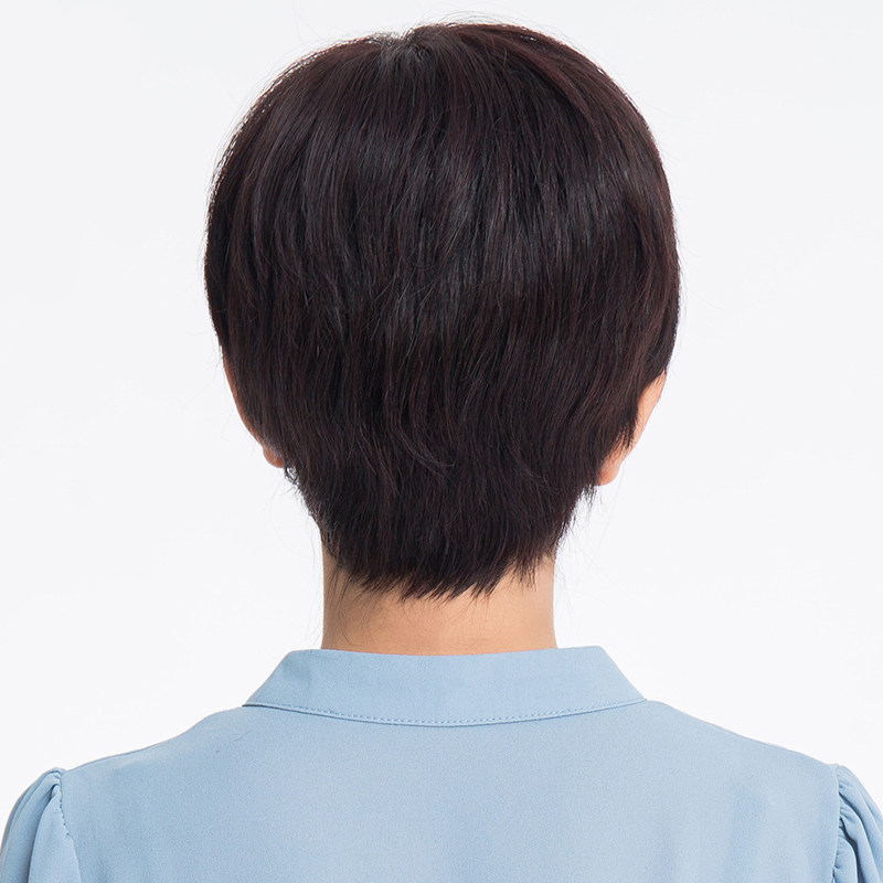 假发女短发短直发全头套真人发丝逼真自然轻薄透气短发造型头套式