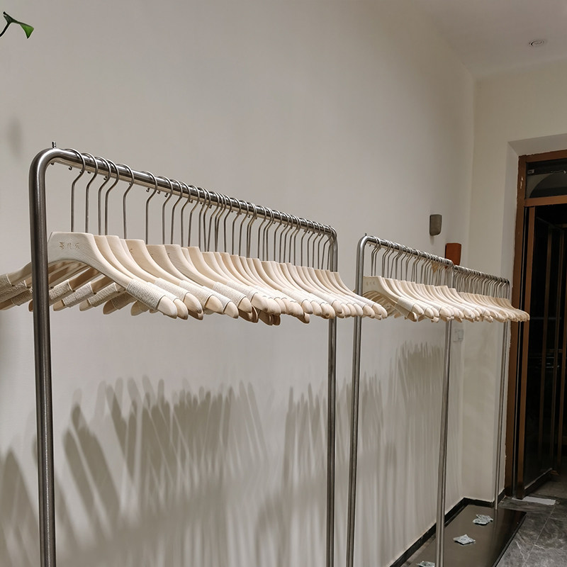 衣架服装店专用木质防滑无痕实木原木色榉木绑麻绳女装店衣服撑子
