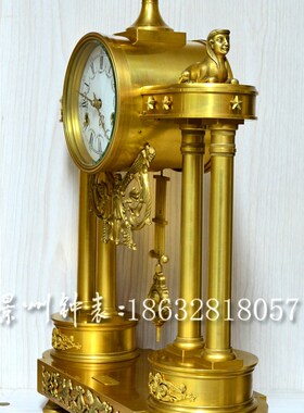 纯铜机械座钟 老式仿古金色古钟 古典钟表壁炉玄关别墅软装样板间