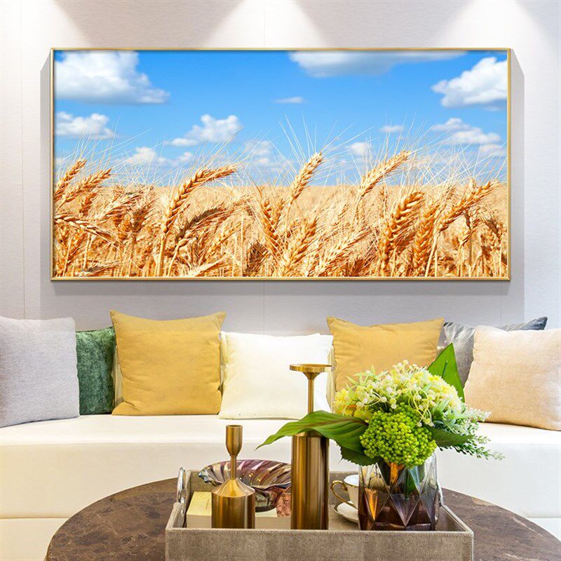 麦田客厅挂画沙发背景简约摄影风景床头装饰画玄关画餐厅装饰墙面