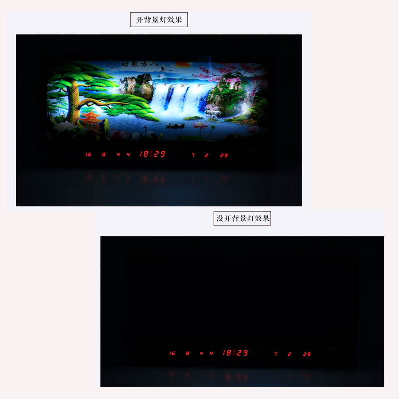 led数码万年历电子钟2018新款客厅家用超薄创意风景多功能壁挂钟