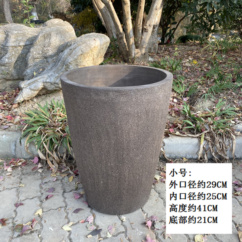粗陶高圆花盆花盘粗砂紫砂园林景观组合陶罐简约透气种树大盆包邮