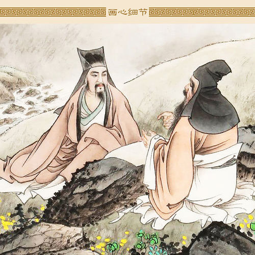 流水知音图画像 古代文人抚琴弹琴人物卷轴挂画 书房客厅装饰字画