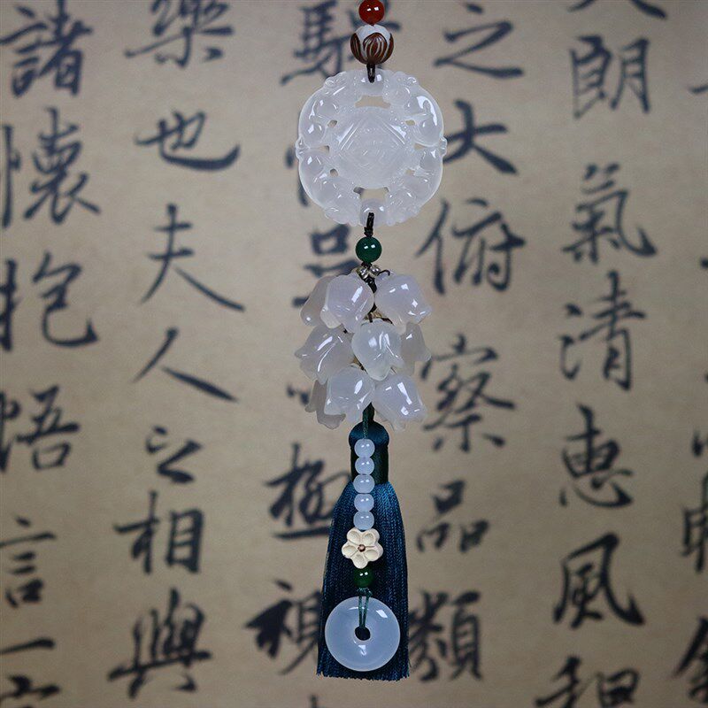 车载汽车挂件女高档吊坠男玛瑙玉石貔貅平安牌车内饰品后视镜挂饰