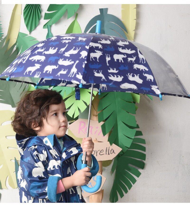 韩国has卡通动物雨伞宝宝可爱雨伞部分透明长柄伞男童女童防晒伞