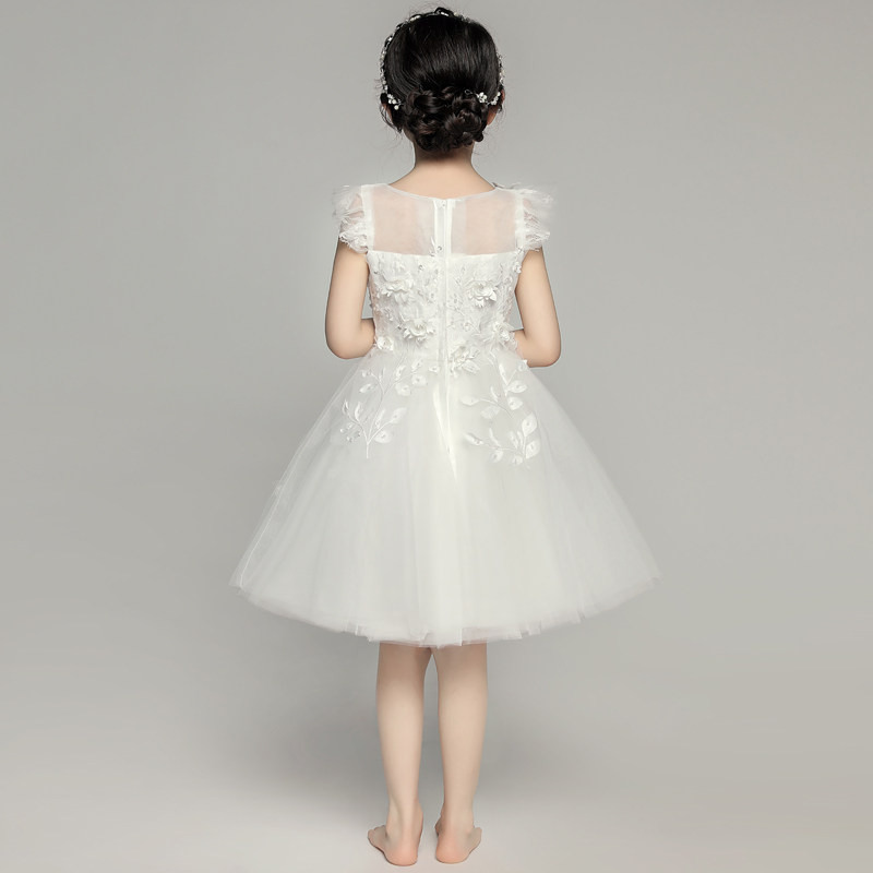 女童公主裙蓬蓬纱婚纱儿童生日晚礼服白纱裙小花童钢琴演出服洋气