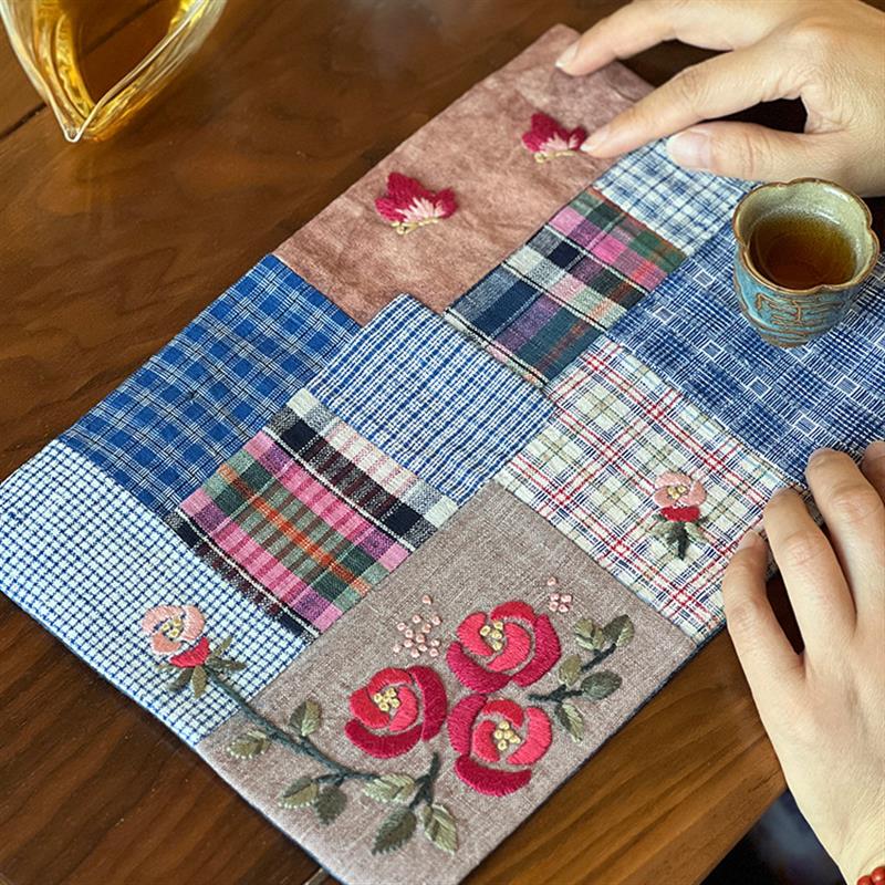 茶席diy材料包自绣diy茶垫初学材料包自制作立体杯垫中式禅意茶席