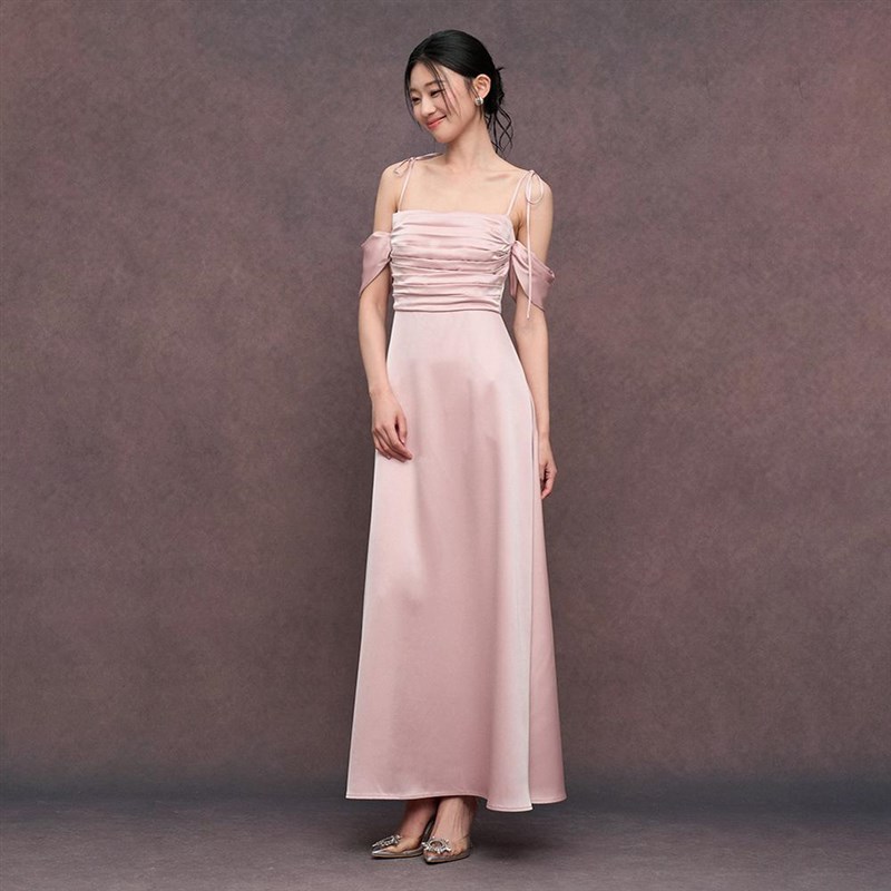TANSSHOP粉色伴娘裙2025缎面多款式显瘦闺蜜团姐妹裙长款轻礼服裙