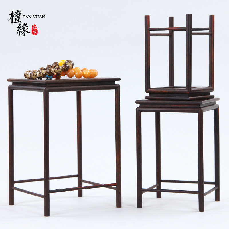 红雕刻木工艺品摆件底座红酸枝木明式正方台底座黑檀木奇石头底座