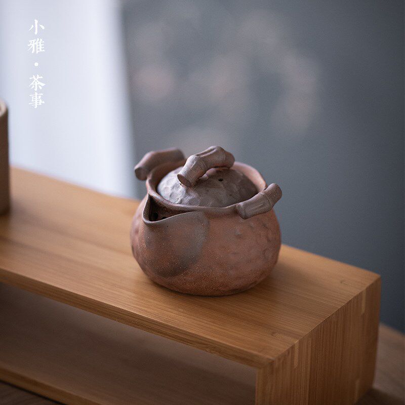 粗陶手抓壶 清水烧宝瓶复古柴窑茶壶清心水茶具窑变小品壶泡茶器