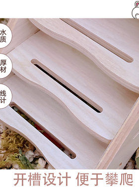 仓鼠攀爬楼梯台阶梯子金丝熊爬梯木质造景用品刺猬小屋小宠玩具
