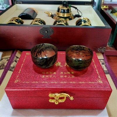 静云轩夜光杯祁连玉酒泉夜光杯访友礼物精选中号平碗杯送礼品盒