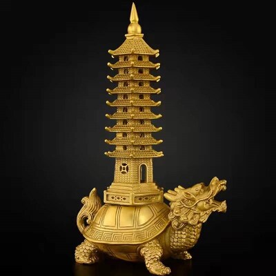 纯铜龙龟文昌塔九层9层书桌办公室家居店铺装饰工艺品摆件