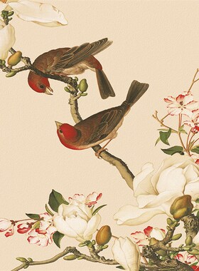 郎世宁工笔花鸟字画客厅背景墙斗方形挂画微喷宣纸画心未装裱书画