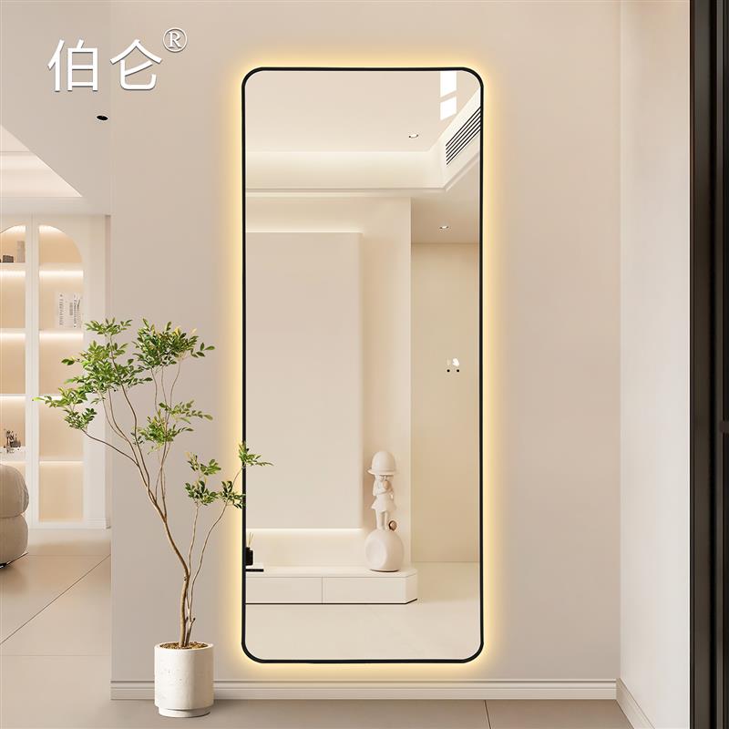 智能铝框全身镜家用LED穿衣镜壁挂贴墙服装店试衣镜子带灯触摸屏