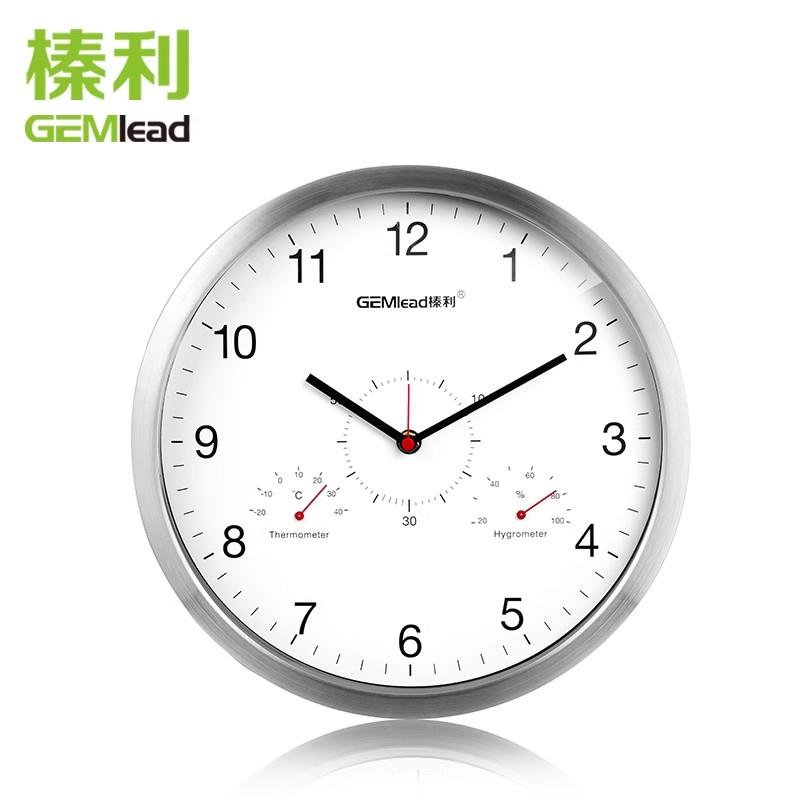 榛利静音挂钟办公时钟表温度计湿度计欧式田园 客厅时尚家用室内