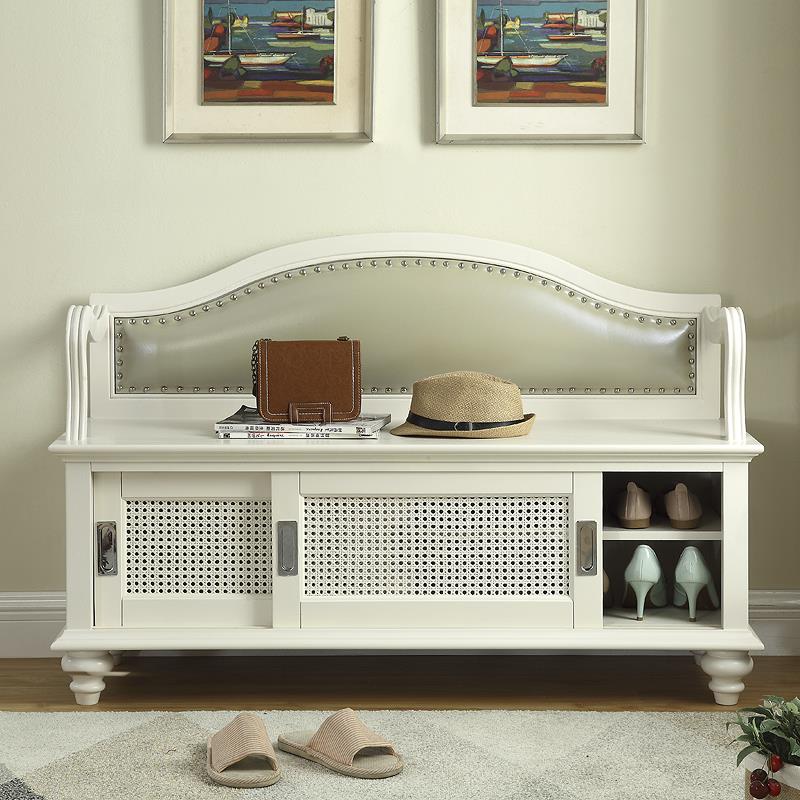 美式实木换鞋凳鞋柜欧式家用门口穿鞋凳进门可坐式储物收纳凳入户