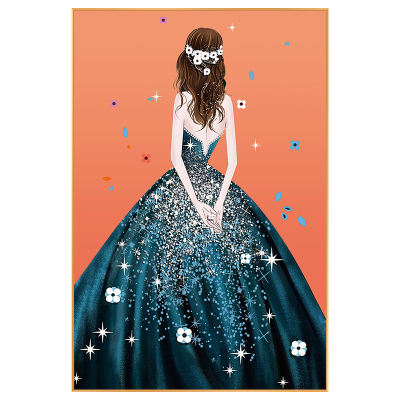网红晶瓷画轻奢美艺术装饰画玄廊关过道走女进门挂画竖版大气落地