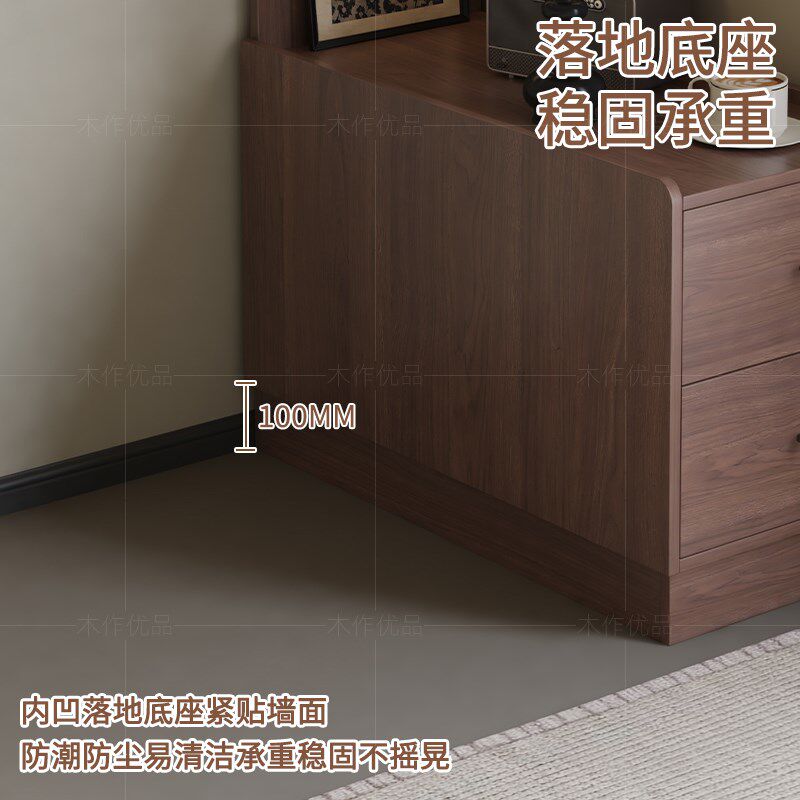 中古风实木床头柜置物架一体高柜墙角置物柜转角书柜客厅边柜窄柜