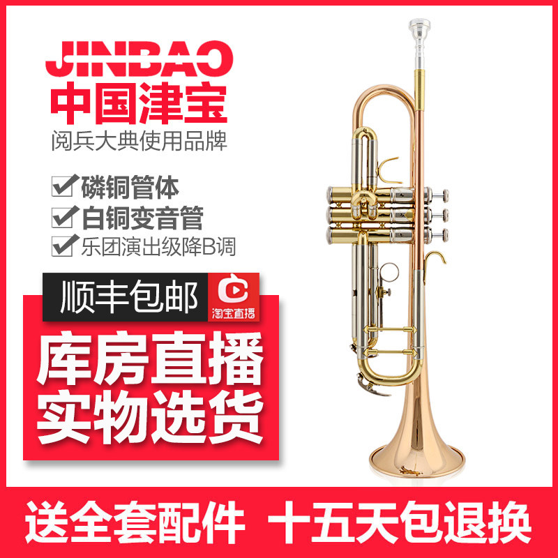 津宝小号乐器专业演奏级儿童成人管乐队降b调黄铜磷铜小号乐器