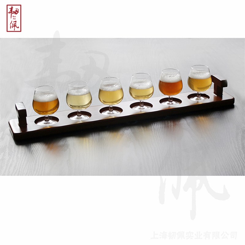 品质升级!T型手提柄酒架重竹6孔实木托盘小容量啤酒试饮品尝杯托