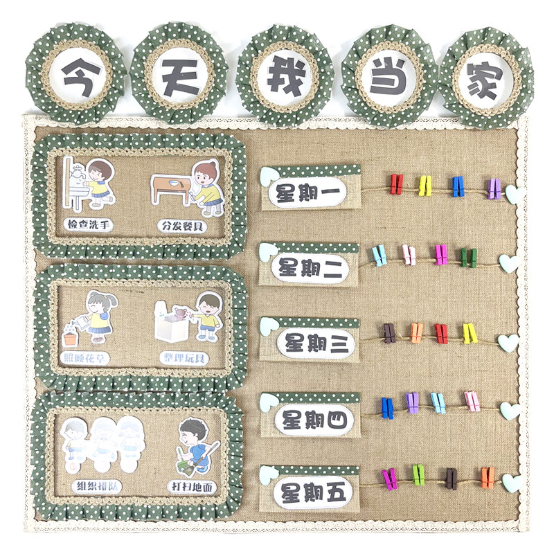 幼儿园教室墙面环创装饰材料环境布置森系创意区域角值日生主题墙